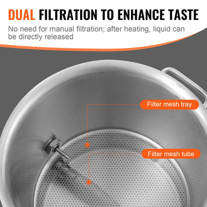 VEVOR Stainless Steel Home Brew Kettle Set 16Gal Beer Stock Pot with Accessories