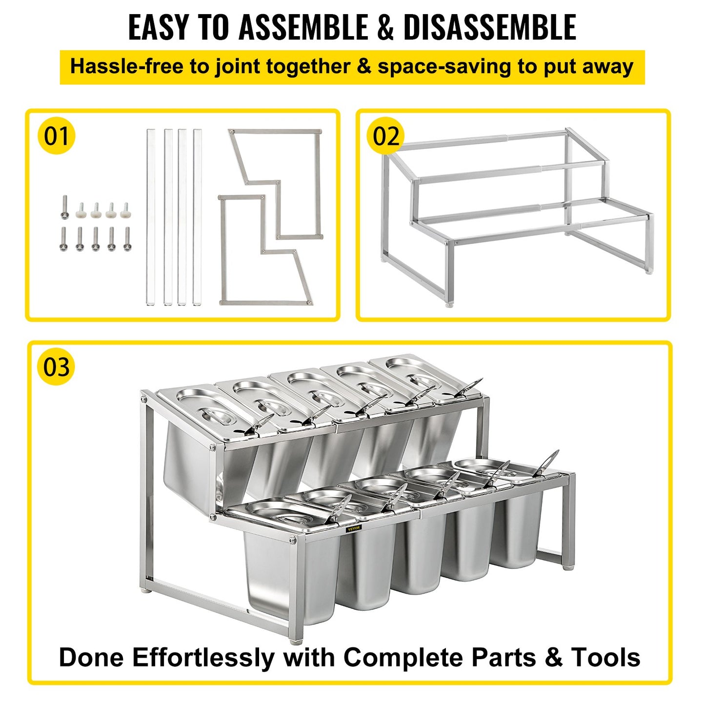 VEVOR Expandable Spice Rack, 13.8\"-23.6\" Adjustable, 2-Tier Stainless Steel Organizer