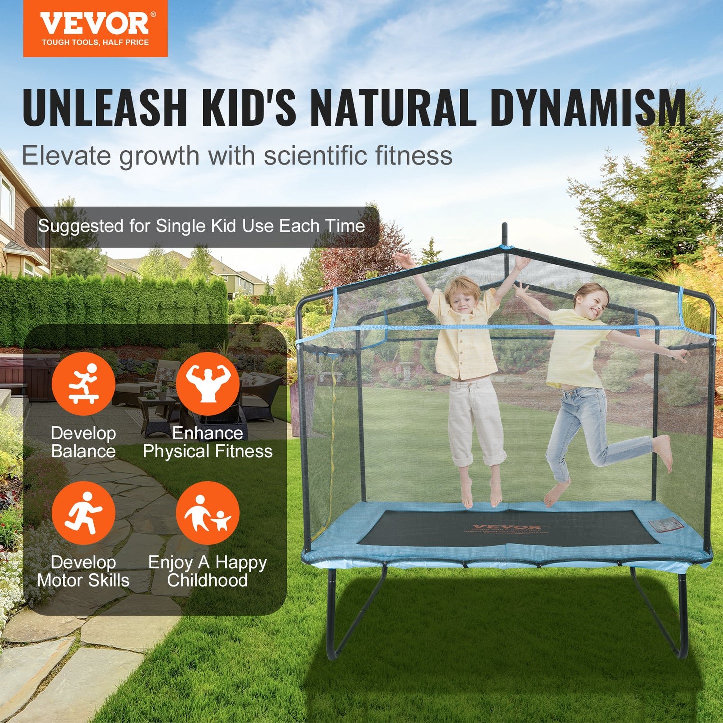 VEVOR 6FT Trampoline for Kids, 72" Indoor/Outdoor Toddlers Trampoline, Mini Baby