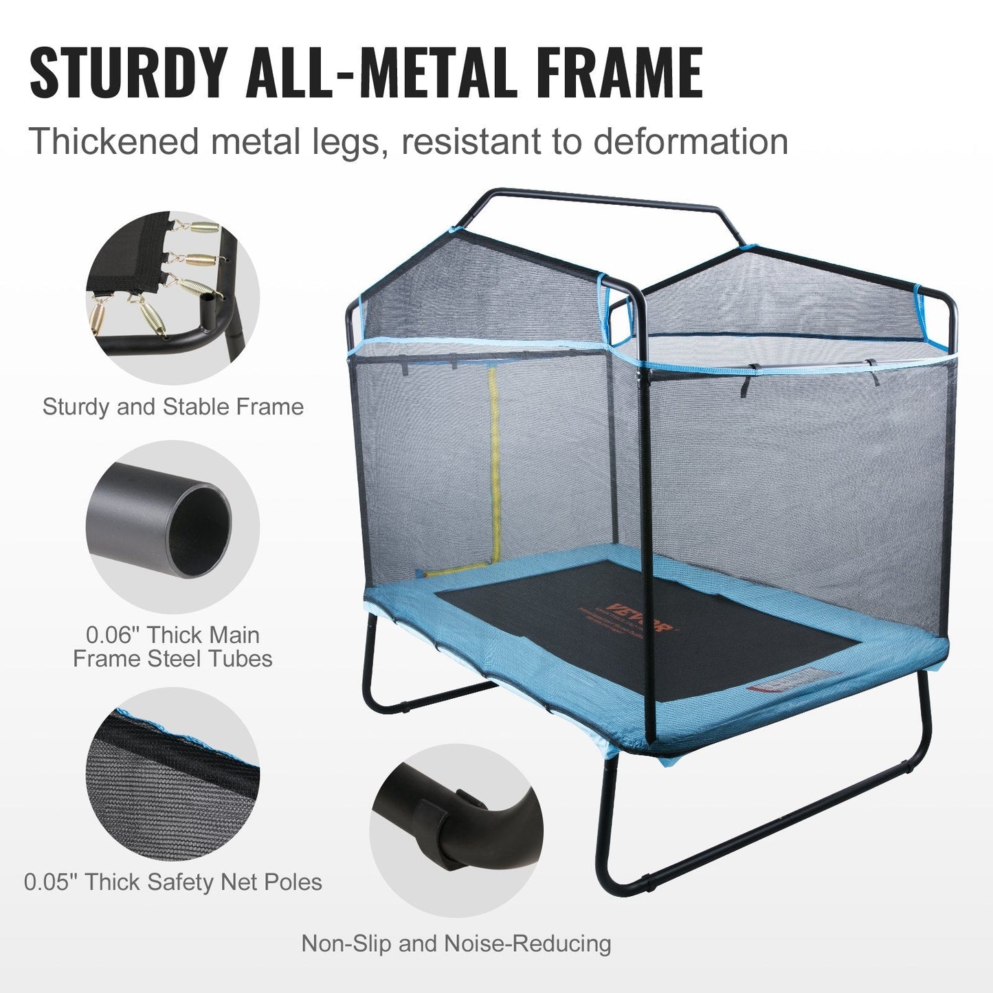 6-Foot Kids Trampoline with Safety Net and Gymnastics Bar for Indoor/Outdoor Use