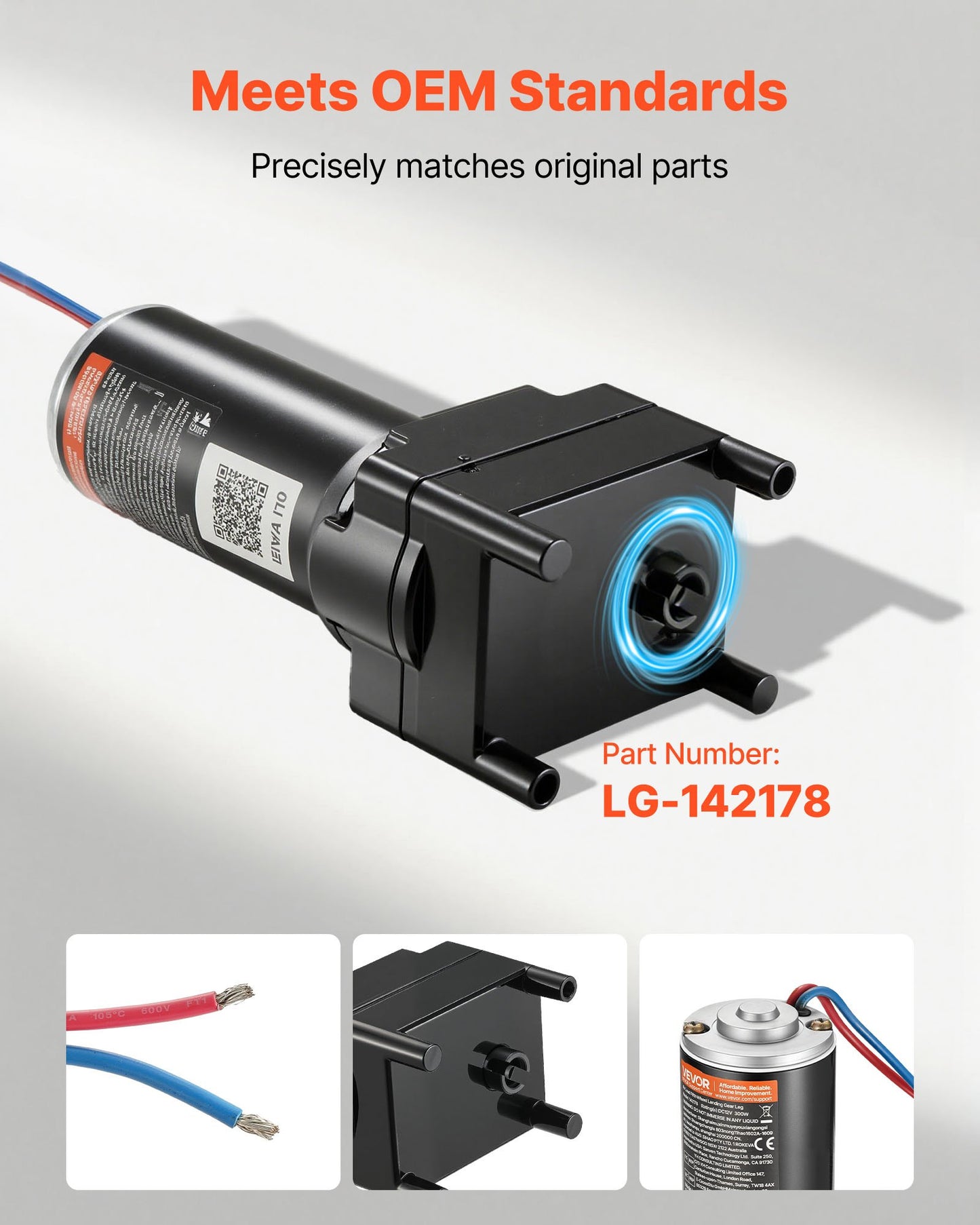 RV 5th Wheel Landing Gear Motor, Replaces LG-142178, 2500 kg Capacity, 300W RV Fifth Wheel Power Landing Gear Motor Compatible with Lippert Venture, Atwood, Stromberg Carlson Systems, Black