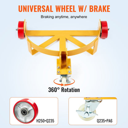 Heavy Duty 250L Drum Dolly with 544 kg Capacity and Adjustable Handle