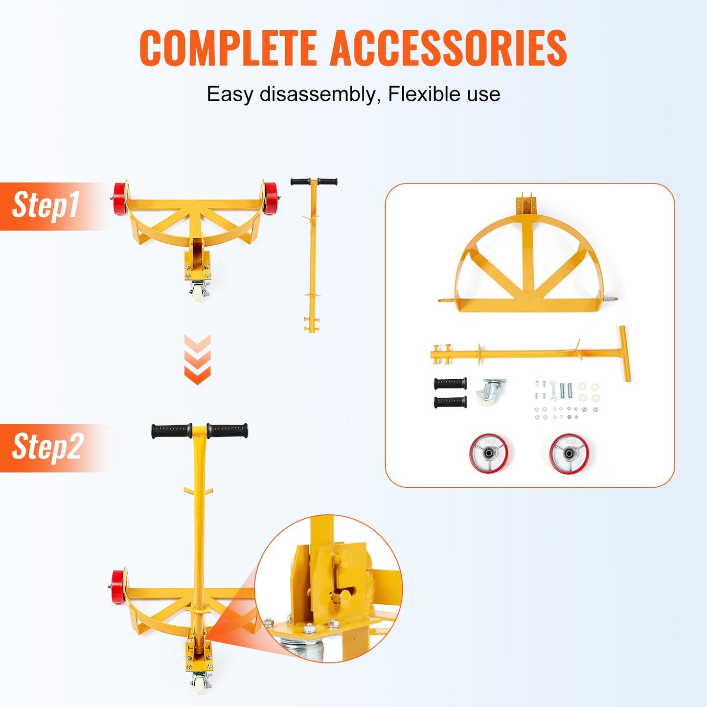 Heavy Duty 250L Drum Dolly with 544 kg Capacity and Adjustable Handle