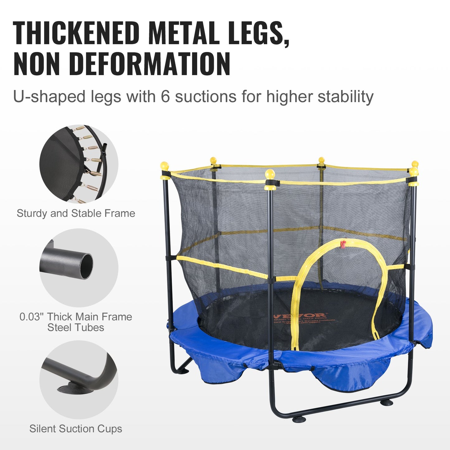 VEVOR 5FT Trampoline for Kids, 60" Indoor Outdoor Trampoline with Safety Enclosure
