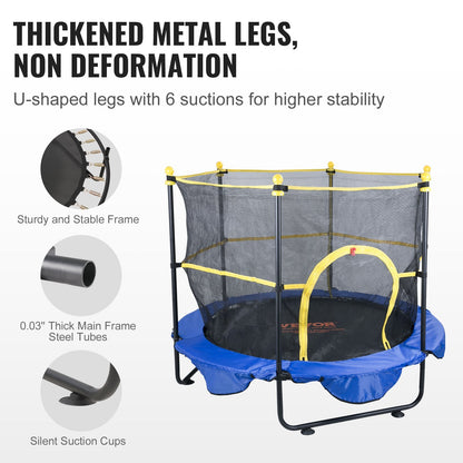 Kids' 1.5m Trampoline with Safety Net, Basketball Hoop & Ocean Balls