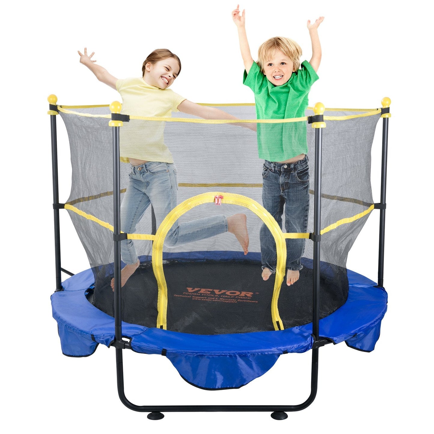 Kids' 1.5m Trampoline with Safety Net, Basketball Hoop & Ocean Balls