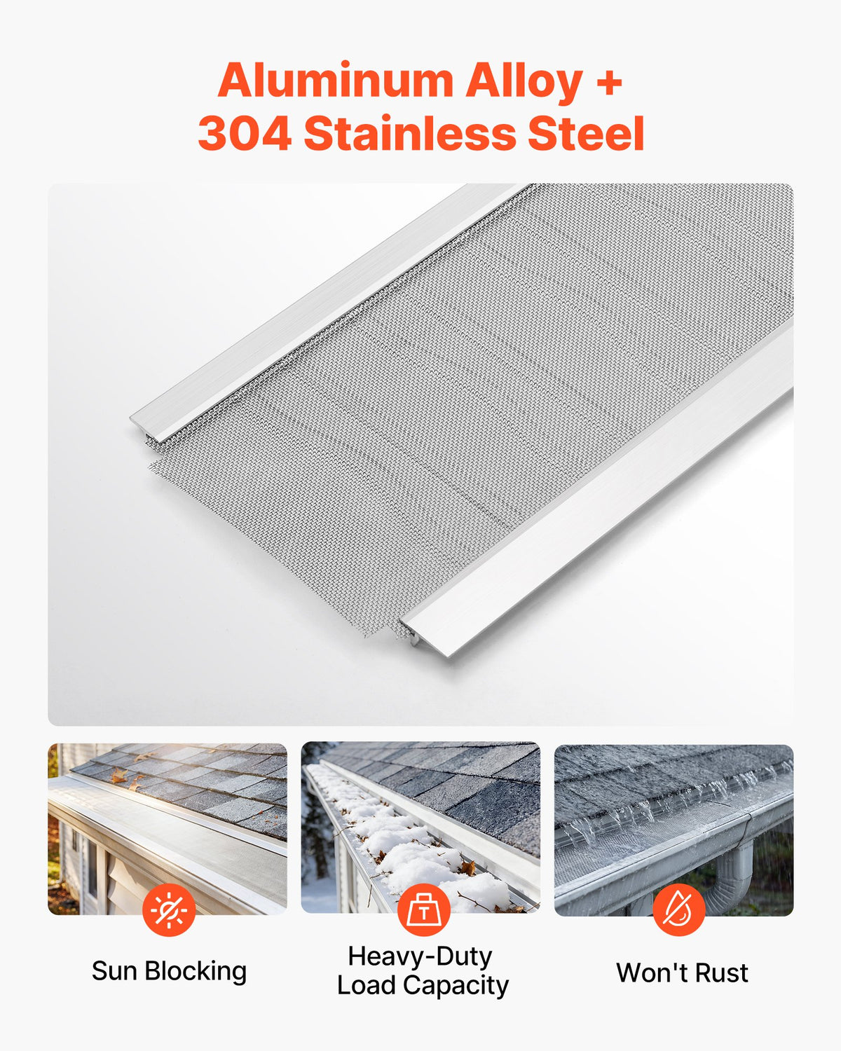Gutter Guard, 152.4 mm Aluminum Gutter Cover with Stainless Steel Micro Mesh, Heavy-Duty 14.63 m Length, 1.02 mm Thick, Leaf Guard for Debris and Pine Needles, Easy DIY, Screws Include, 12 PCS