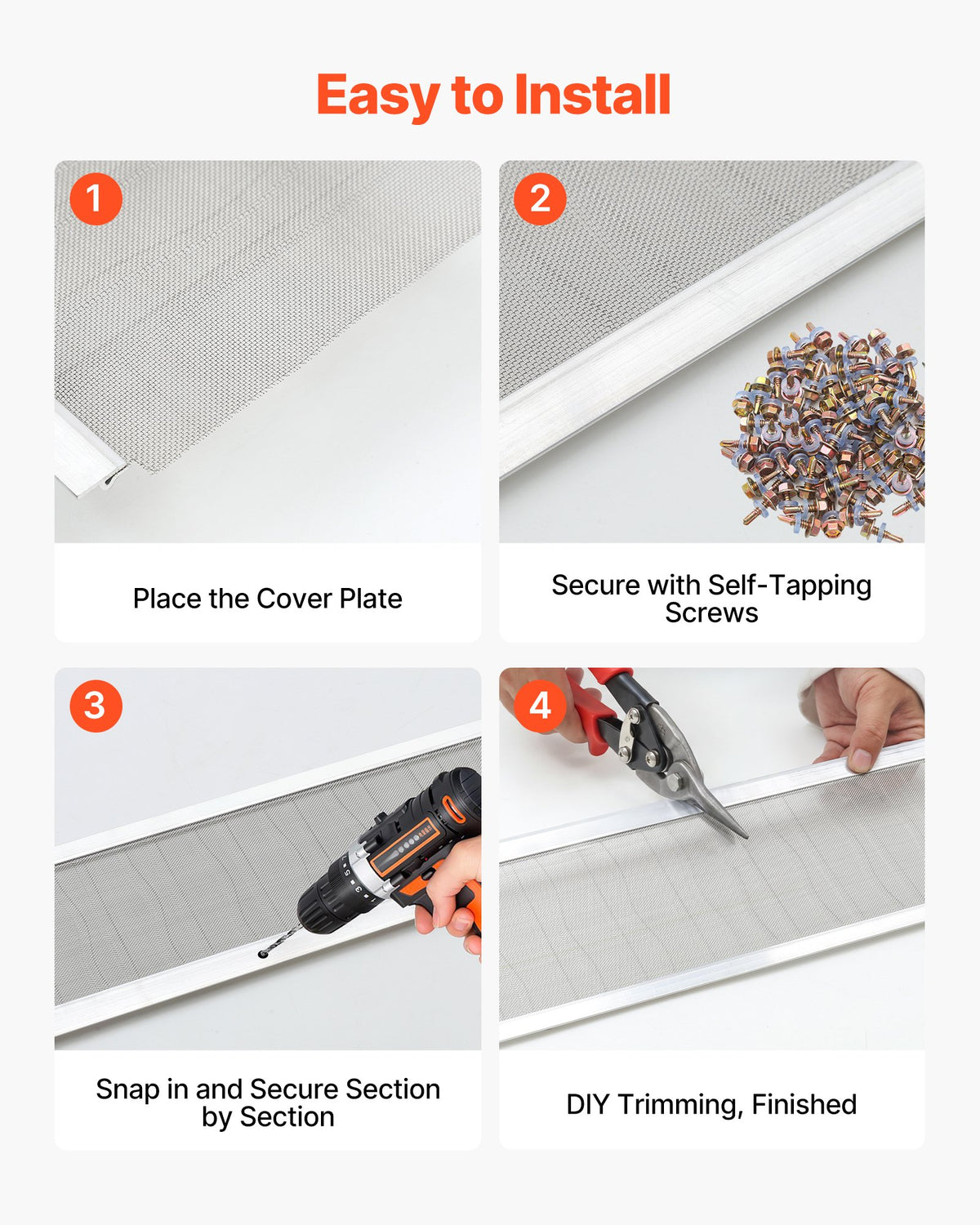 Gutter Guard, 152.4 mm Aluminum Gutter Cover with Stainless Steel Micro Mesh, Heavy-Duty 14.63 m Length, 1.02 mm Thick, Leaf Guard for Debris and Pine Needles, Easy DIY, Screws Include, 12 PCS