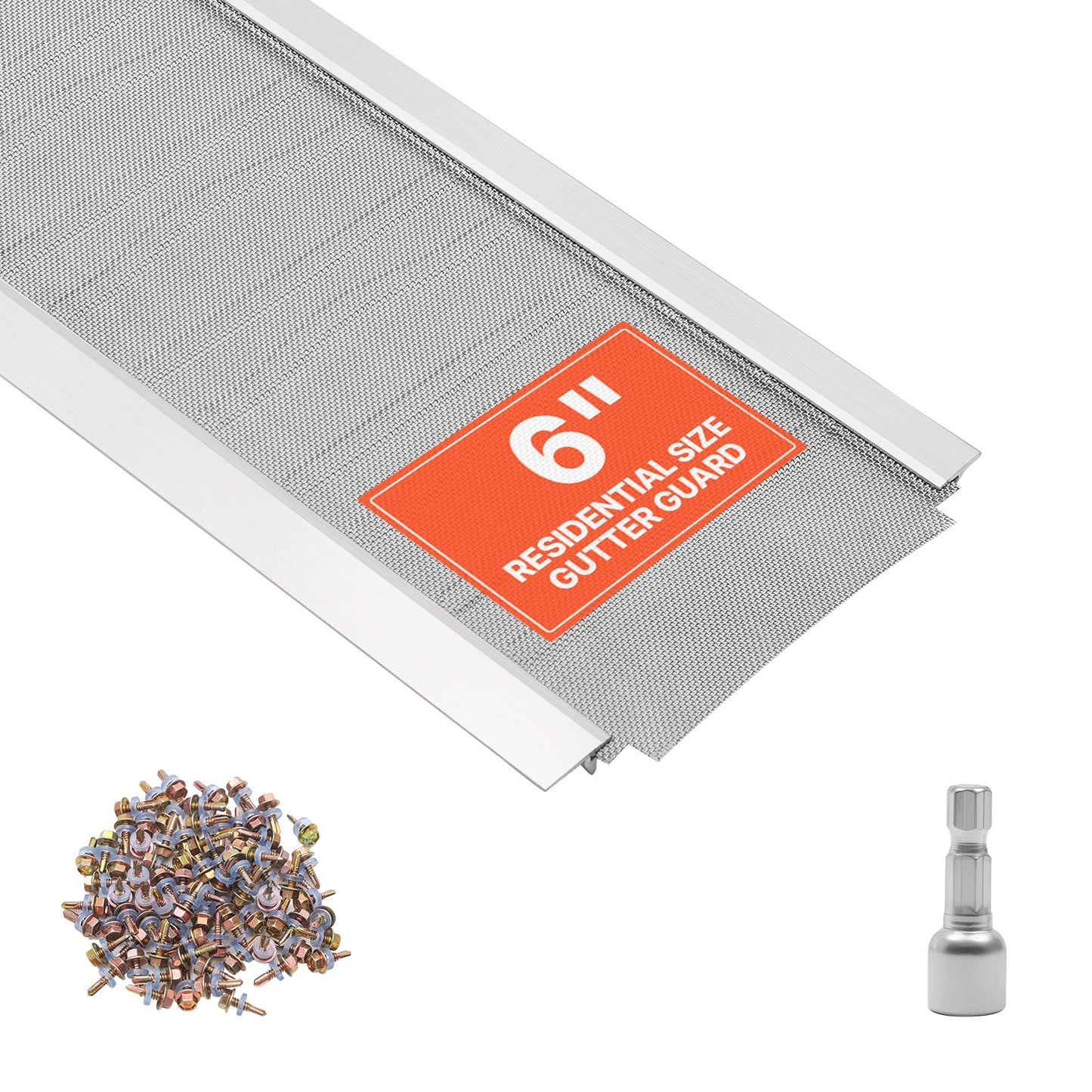 Gutter Guard, 152.4 mm Aluminum Gutter Cover with Stainless Steel Micro Mesh, Heavy-Duty 14.63 m Length, 1.02 mm Thick, Leaf Guard for Debris and Pine Needles, Easy DIY, Screws Include, 12 PCS