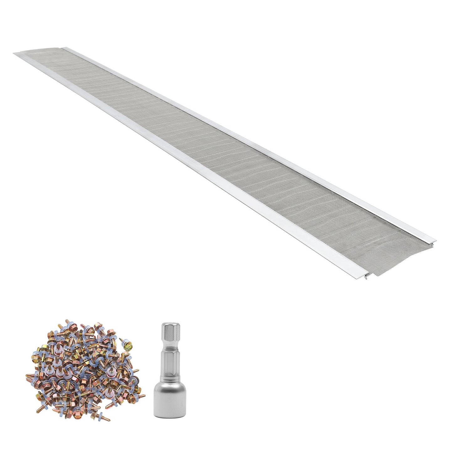 Gutter Guard, 152.4 mm Aluminum Gutter Cover with Stainless Steel Micro Mesh, Heavy-Duty 14.63 m Length, 1.02 mm Thick, Leaf Guard for Debris and Pine Needles, Easy DIY, Screws Include, 12 PCS