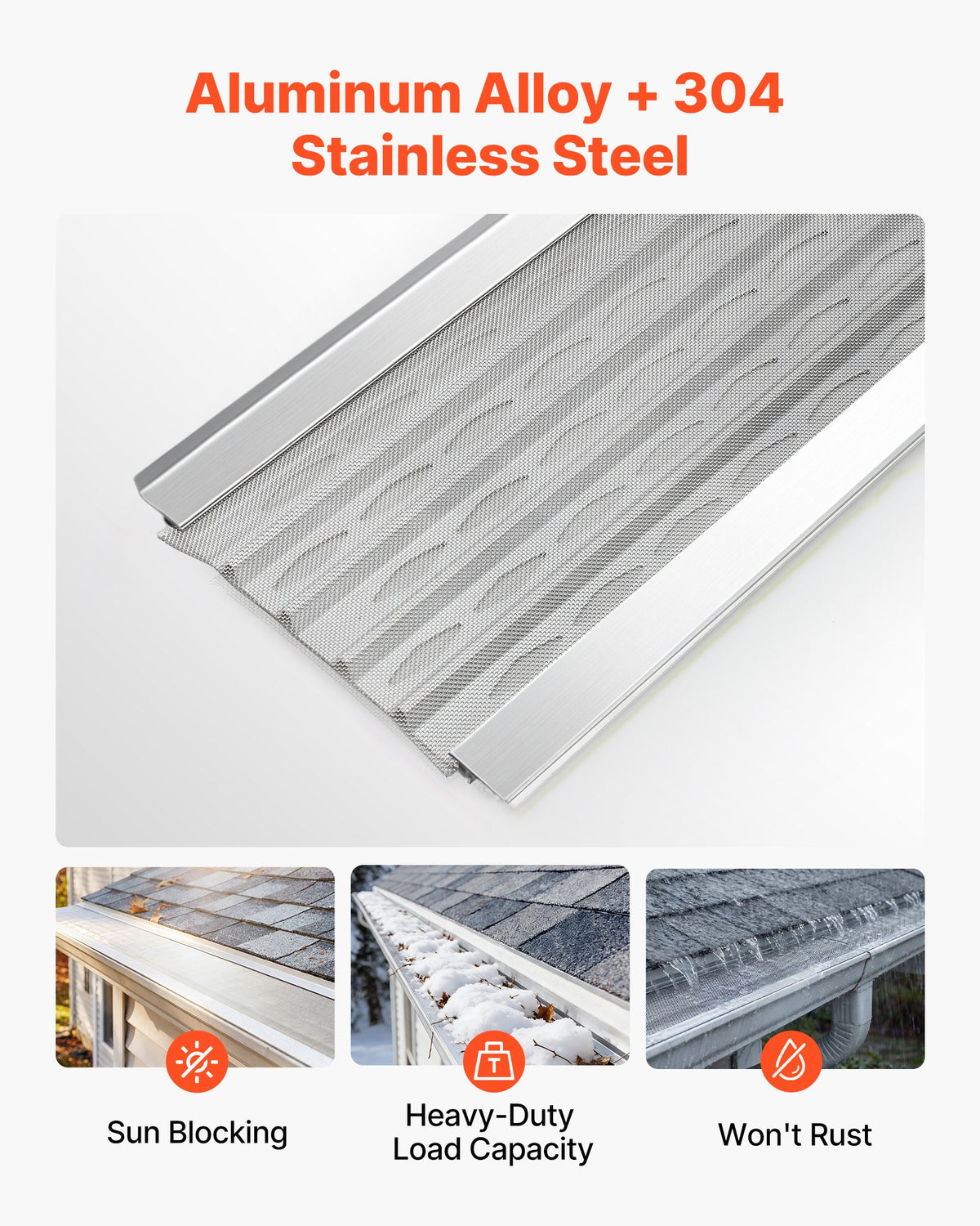 Gutter Guard, 127mm Aluminum Gutter Cover with Stainless Steel Micro Mesh, Heavy-Duty 30.48m Length, 1.02mm Thickness, Leaf Guard for Debris and Pine Needles, Easy DIY, Screws Include, 20 PCS
