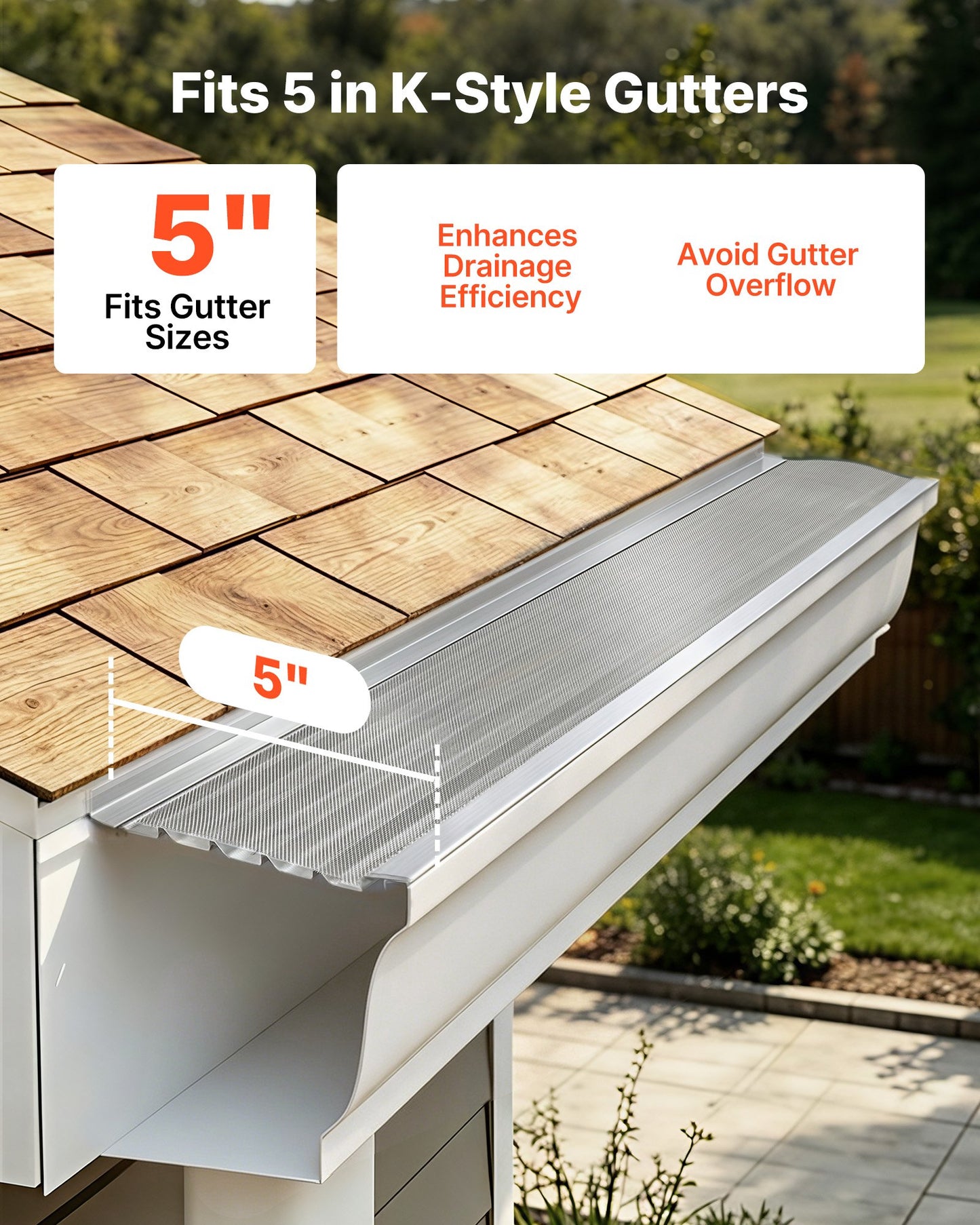 Gutter Guard, 127mm Aluminum Gutter Cover with Stainless Steel Micro Mesh, Heavy-Duty 30.48m Length, 1.02mm Thickness, Leaf Guard for Debris and Pine Needles, Easy DIY, Screws Include, 20 PCS