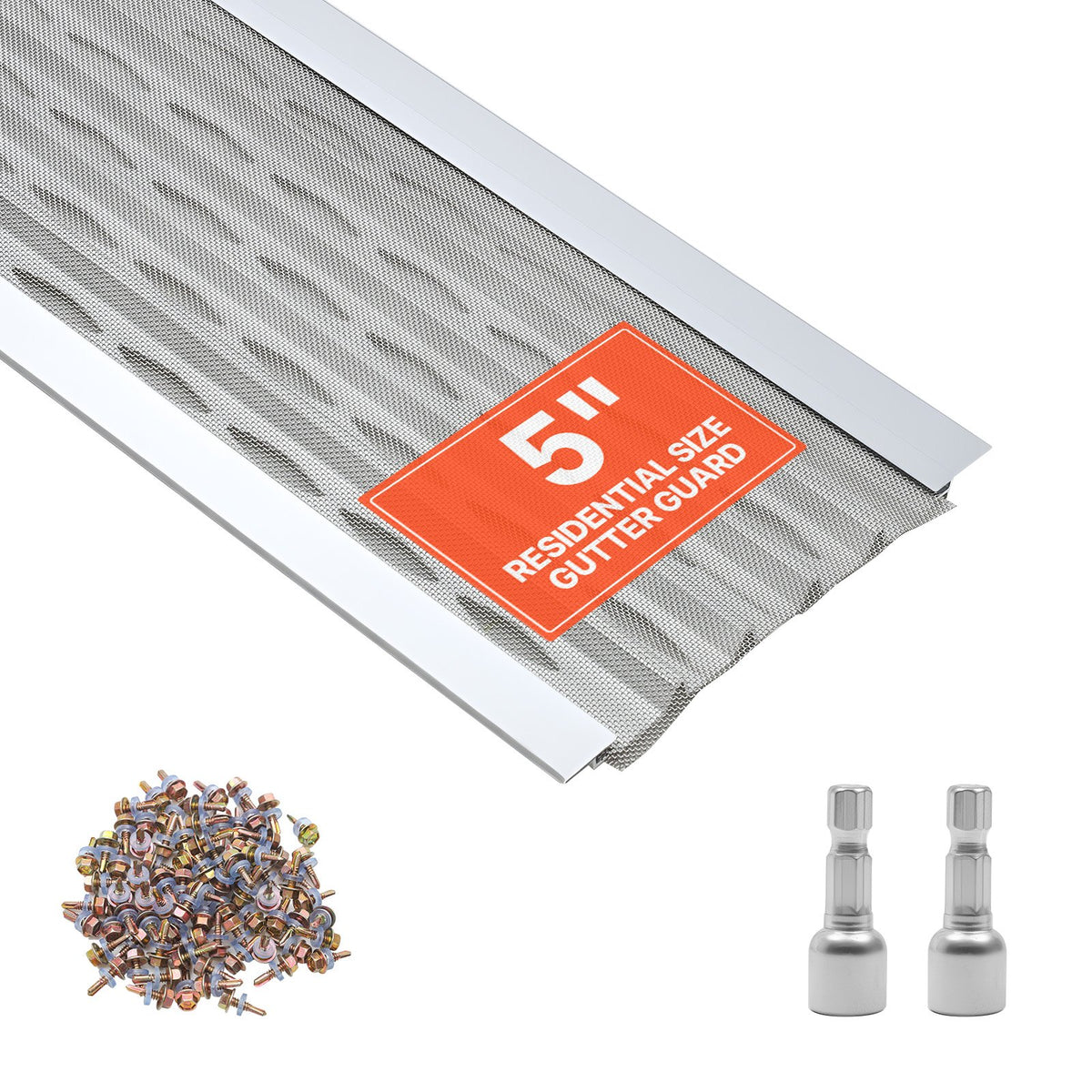 Gutter Guard, 127mm Aluminum Gutter Cover with Stainless Steel Micro Mesh, Heavy-Duty 30.48m Length, 1.02mm Thickness, Leaf Guard for Debris and Pine Needles, Easy DIY, Screws Include, 20 PCS