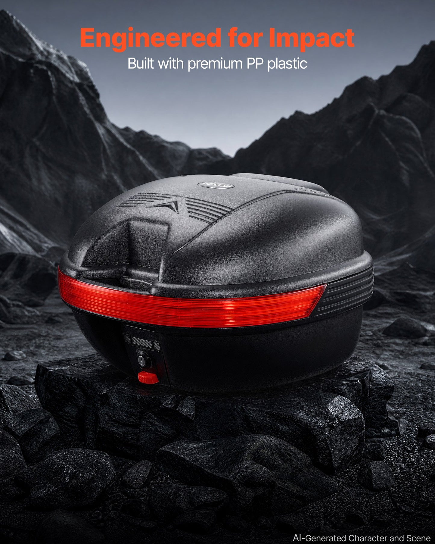 Motorcycle Top Case 30L Universal Waterproof PP Motorcycle Tail Case, Detachable Motorbike Top Box with Security Lock & Backrest for Luggage Storage