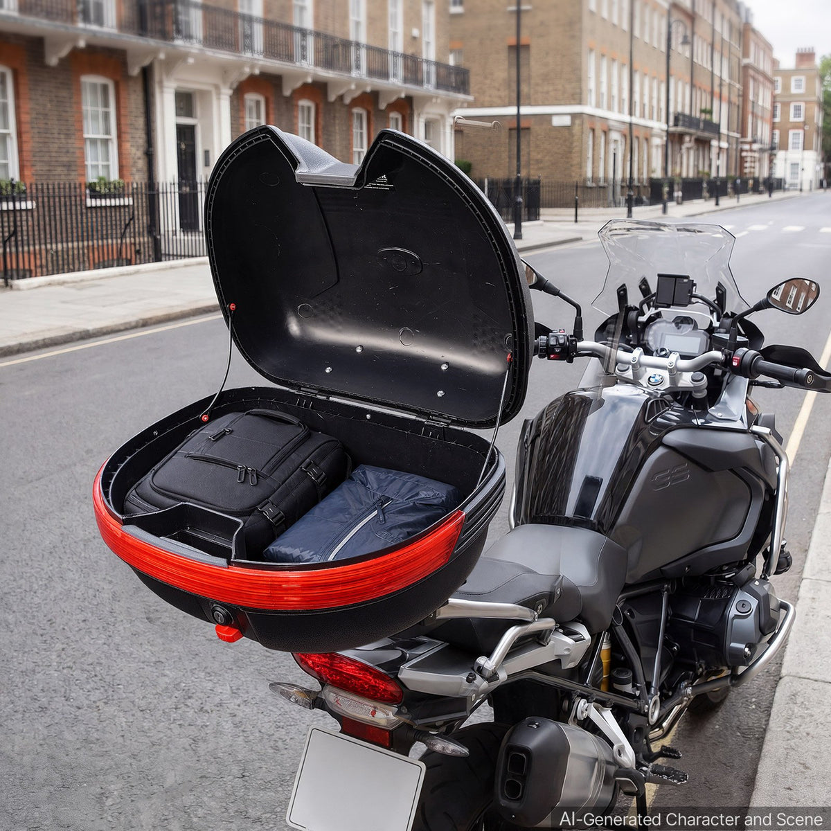 Motorcycle Top Case 30L Universal Waterproof PP Motorcycle Tail Case, Detachable Motorbike Top Box with Security Lock & Backrest for Luggage Storage