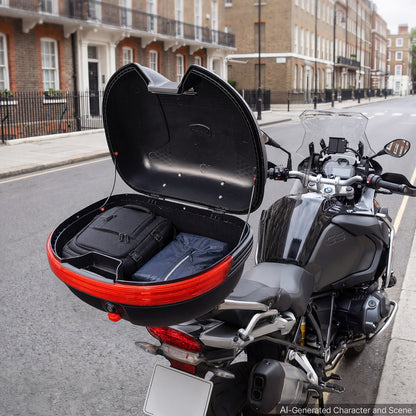 Motorcycle Top Case 30L Universal Waterproof PP Motorcycle Tail Case, Detachable Motorbike Top Box with Security Lock & Backrest for Luggage Storage