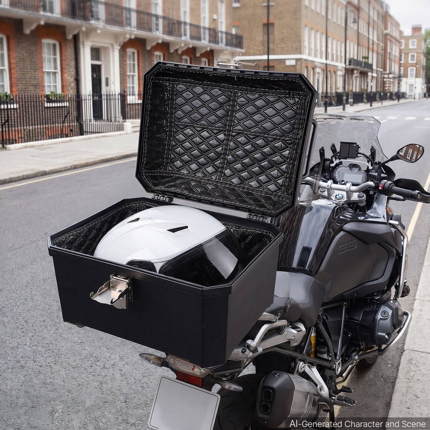 Motorcycle Top Case 45L Universal Waterproof ABS Motorcycle Tail Case, Detachable Motorbike Top Box with Security Lock & Leather Liner for Luggage Storage