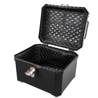 Motorcycle Top Case 45L Universal Waterproof ABS Motorcycle Tail Case, Detachable Motorbike Top Box with Security Lock & Leather Liner for Luggage Storage