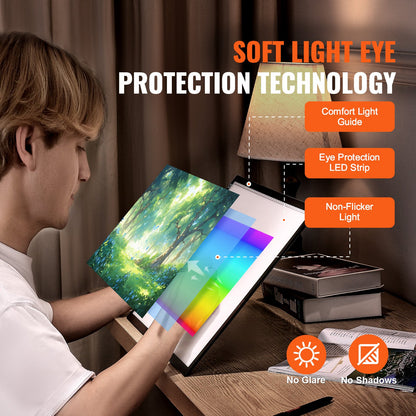 Light Board, A3 LED Light Pad with 3 Level Dimmable Brightness, USB Powered Light Table for Tracing, Light Box for Diamond Painting, Animation, Sketching, Drawing, Stenciling, Artists (Black)