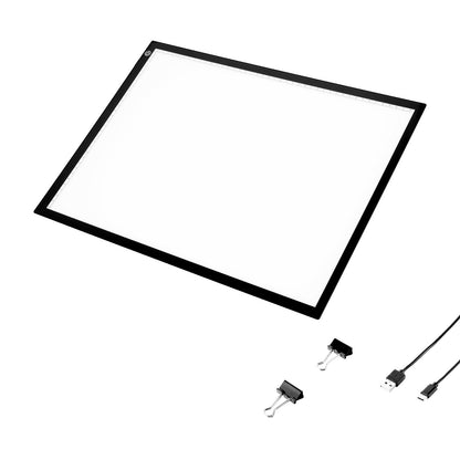 Light Board, A3 LED Light Pad with 3 Level Dimmable Brightness, USB Powered Light Table for Tracing, Light Box for Diamond Painting, Animation, Sketching, Drawing, Stenciling, Artists (Black)
