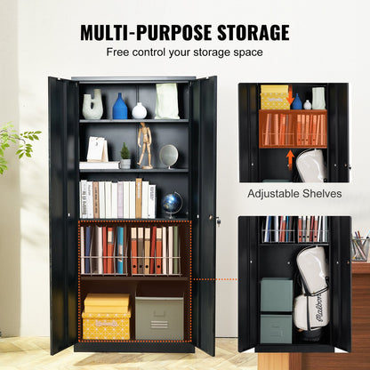 VEVOR Metal Storage Cabinet with 2 Magnetic Doors and 4 Adjustable Shelves, 90 kg