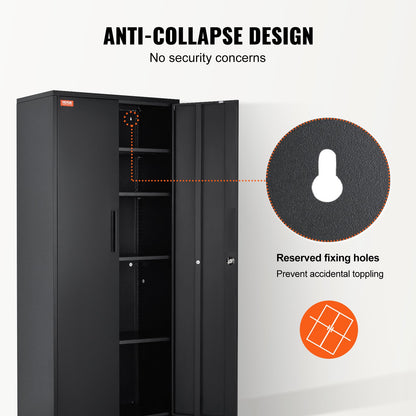 VEVOR Metal Storage Cabinet with 2 Magnetic Doors and 4 Adjustable Shelves, 90 kg