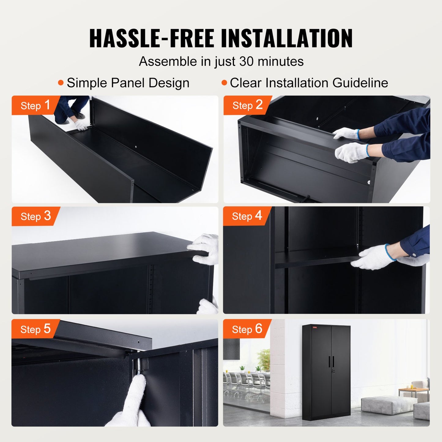 VEVOR Metal Storage Cabinet with 2 Magnetic Doors and 4 Adjustable Shelves, 90 kg