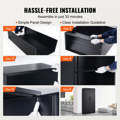VEVOR Metal Storage Cabinet with 2 Magnetic Doors and 4 Adjustable Shelves, 90 kg