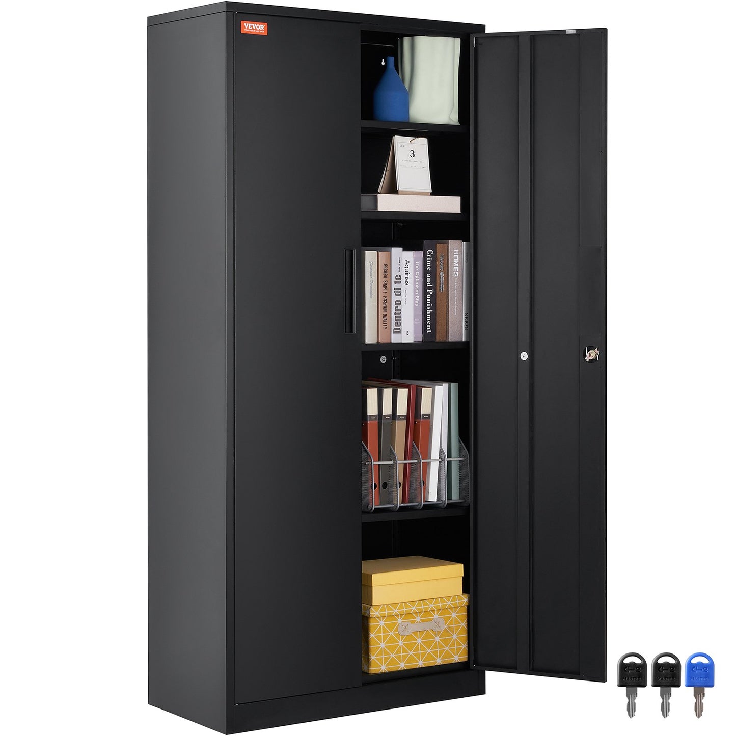 VEVOR Metal Storage Cabinet with 2 Magnetic Doors and 4 Adjustable Shelves, 90 kg