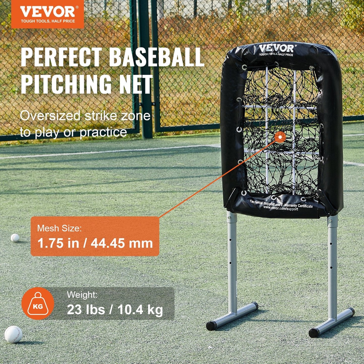 9-Pocket Baseball & Softball Pitching Net with Adjustable Height, 0.53m x 0.74m