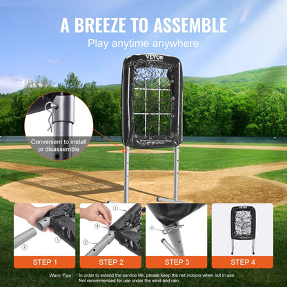 9-Pocket Baseball & Softball Pitching Net with Adjustable Height, 0.53m x 0.74m