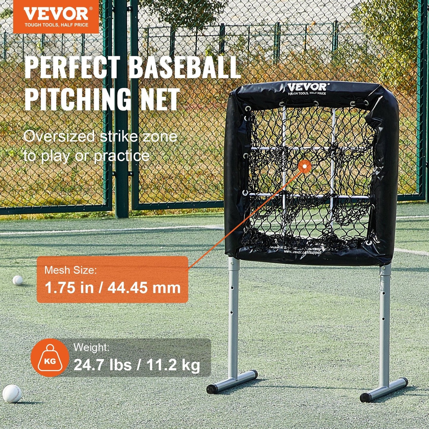 Adjustable 9-Pocket Baseball Softball Pitching Net with Rebound Feature, 0.7x0.7m