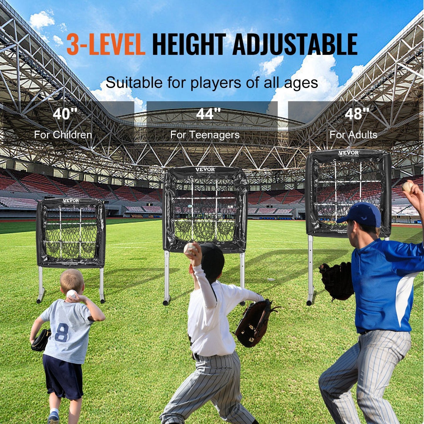 Adjustable 9-Pocket Baseball Softball Pitching Net with Rebound Feature, 0.7x0.7m