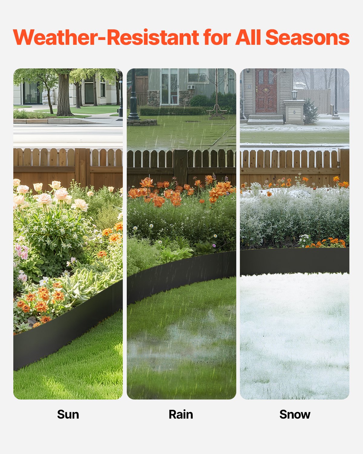 Steel Landscape Edging, 3 Packs 1016 x 152 mm Rust-Resistant Metal Landscape Edging, Bendable Garden Edging Border, Heavy Duty Lawn Edging, Easy-to-Install, Flower Bed Yard Pathway Divider Black