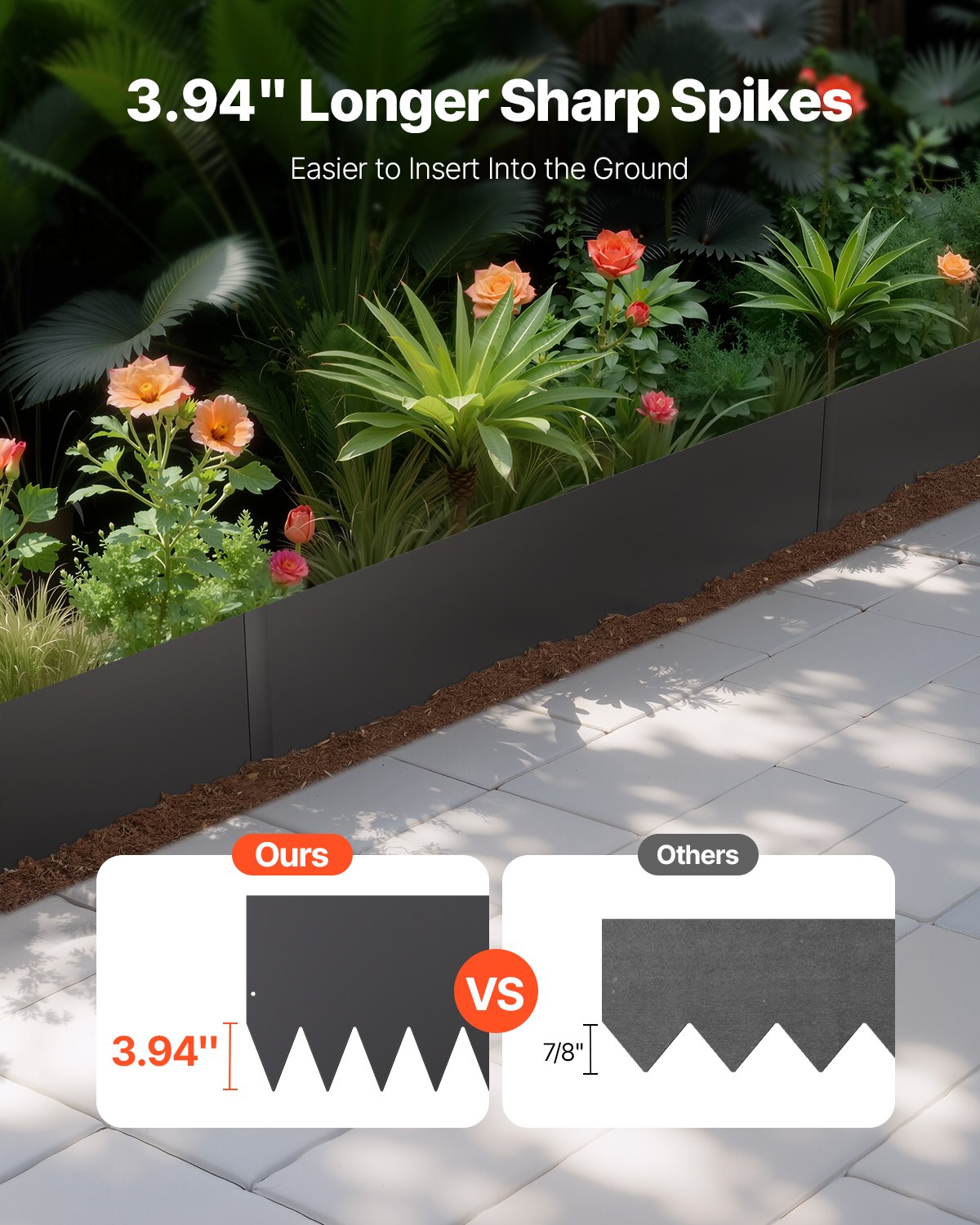 Steel Landscape Edging, 4 Packs 1016 x 304.8 mm Rust-Resistant Metal Landscape Edging, Bendable Garden Edging Border, Heavy Duty Lawn Edging, Easy-to-Install, Flower Bed Yard Pathway Divider Black