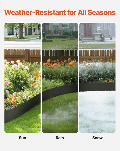 Steel Landscape Edging, 4 Packs 1016 x 304.8 mm Rust-Resistant Metal Landscape Edging, Bendable Garden Edging Border, Heavy Duty Lawn Edging, Easy-to-Install, Flower Bed Yard Pathway Divider Black