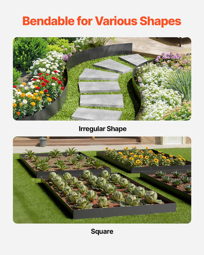Steel Landscape Edging, 4 Packs 1016 x 304.8 mm Rust-Resistant Metal Landscape Edging, Bendable Garden Edging Border, Heavy Duty Lawn Edging, Easy-to-Install, Flower Bed Yard Pathway Divider Black
