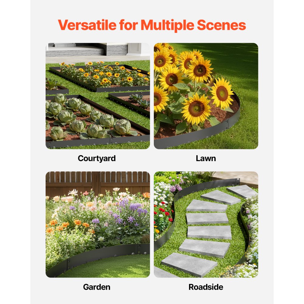 VEVOR Steel Landscape Edging 5 Packs 39 x 3in Rust-Resistant Pathway Divider