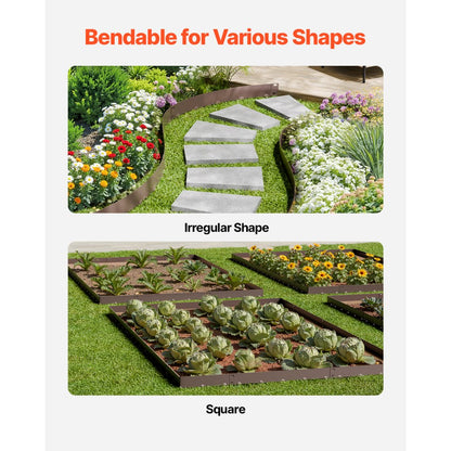 Steel Landscape Edging 5 Packs 39 x 4in Rust-Resistant for Yard Brown