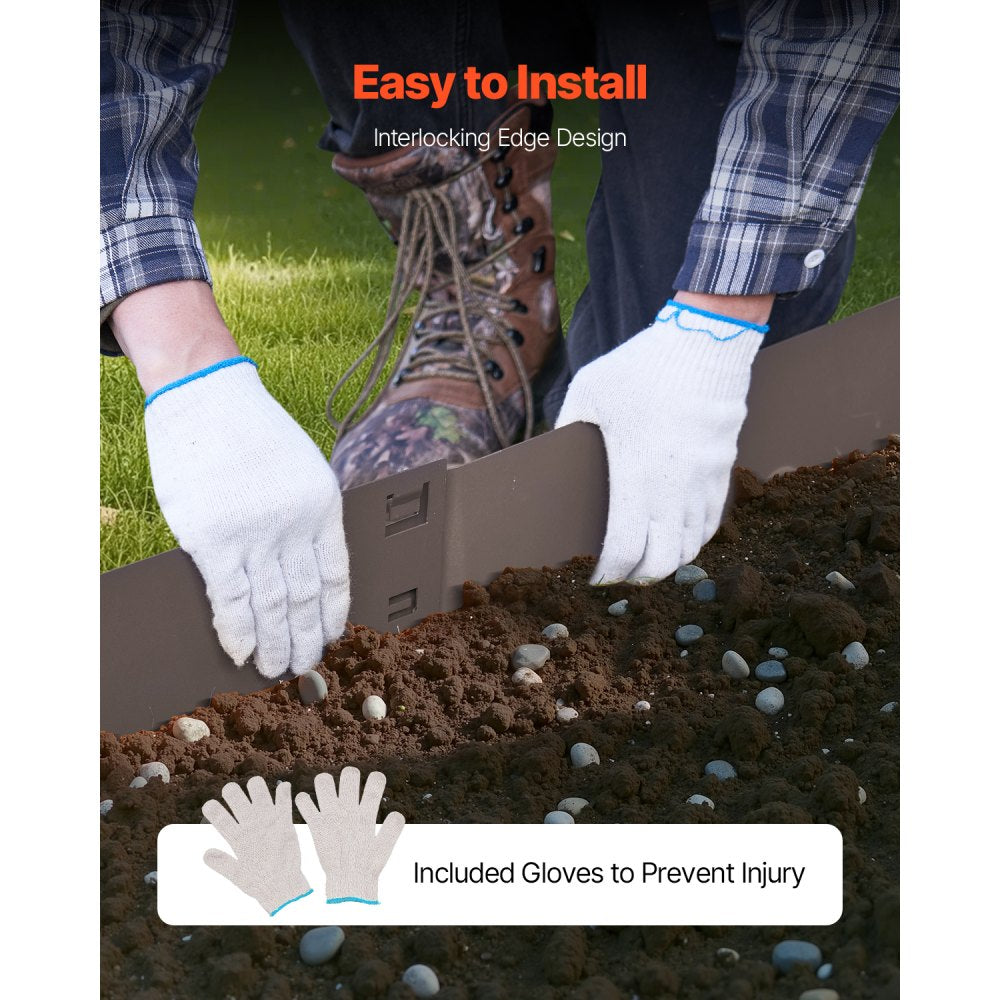 Steel Landscape Edging 5 Packs 39 x 4in Rust-Resistant for Yard Brown