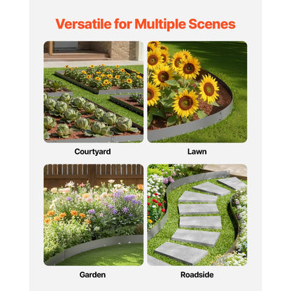 Steel Landscape Edging 5 Packs 39 x 3in Rust-Resistant for Yard Dark Gray