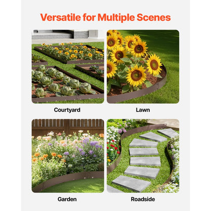 Steel Landscape Edging 5 Packs 39 x 3in Rust-Resistant for Yard Brown