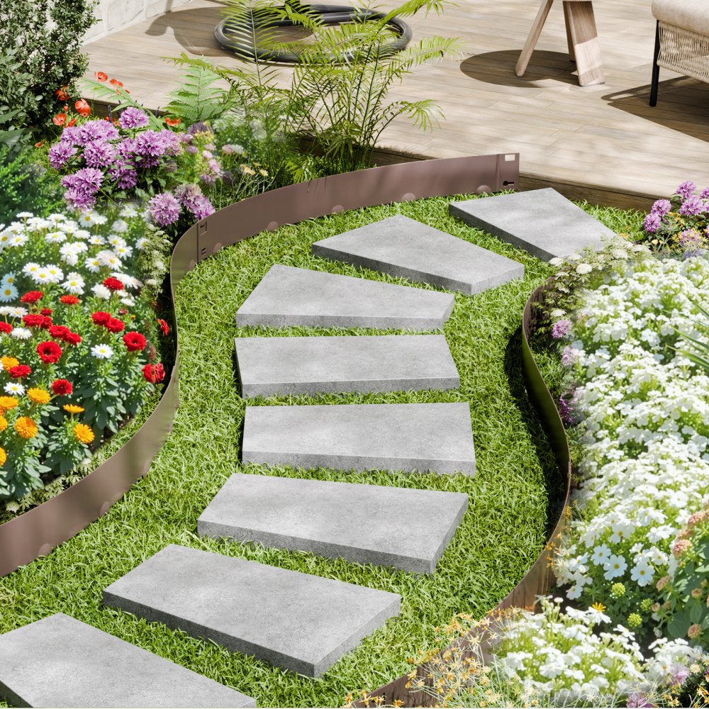 Steel Landscape Edging 5 Packs 39 x 3in Rust-Resistant for Yard Brown