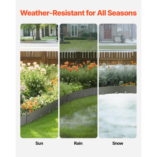 Steel Landscape Edging 5 Packs 39 x 5in Rust-Resistant for Yard Dark Gray
