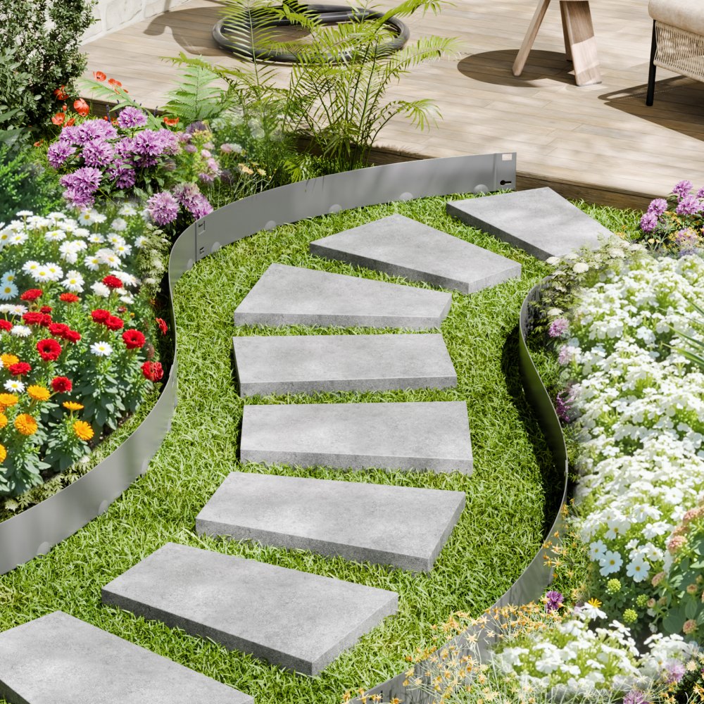 Steel Landscape Edging 5 Packs 39 x 5in Rust-Resistant for Yard Dark Gray