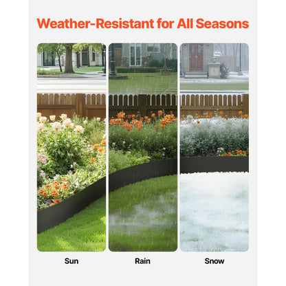 Steel Landscape Edging 6 Packs 40 x 8in Rust-Resistant for Yard Black