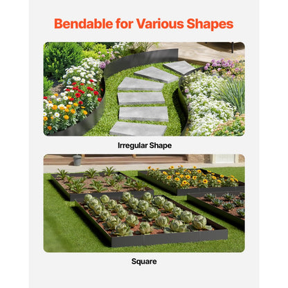 Steel Landscape Edging 6 Packs 40 x 8in Rust-Resistant for Yard Black