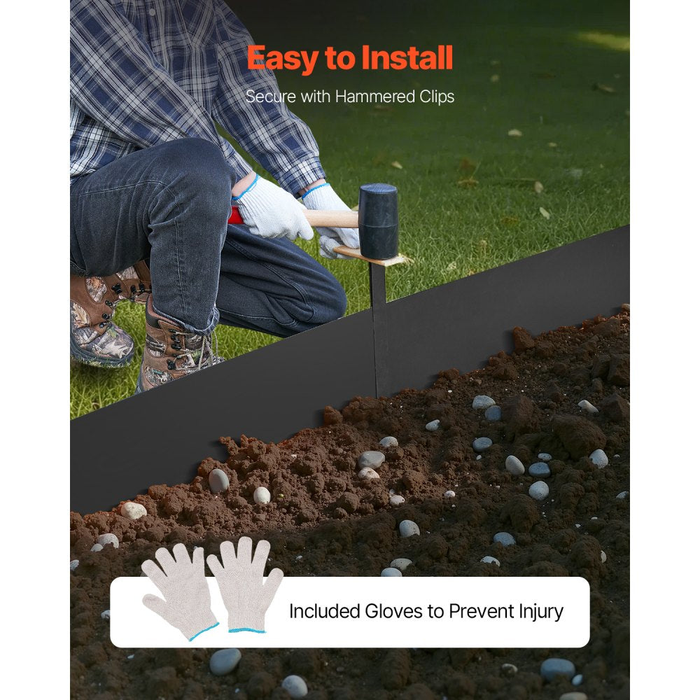 Steel Landscape Edging 6 Packs 40 x 8in Rust-Resistant for Yard Black