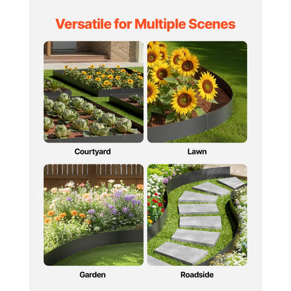 Steel Landscape Edging 6 Packs 40 x 8in Rust-Resistant for Yard Black