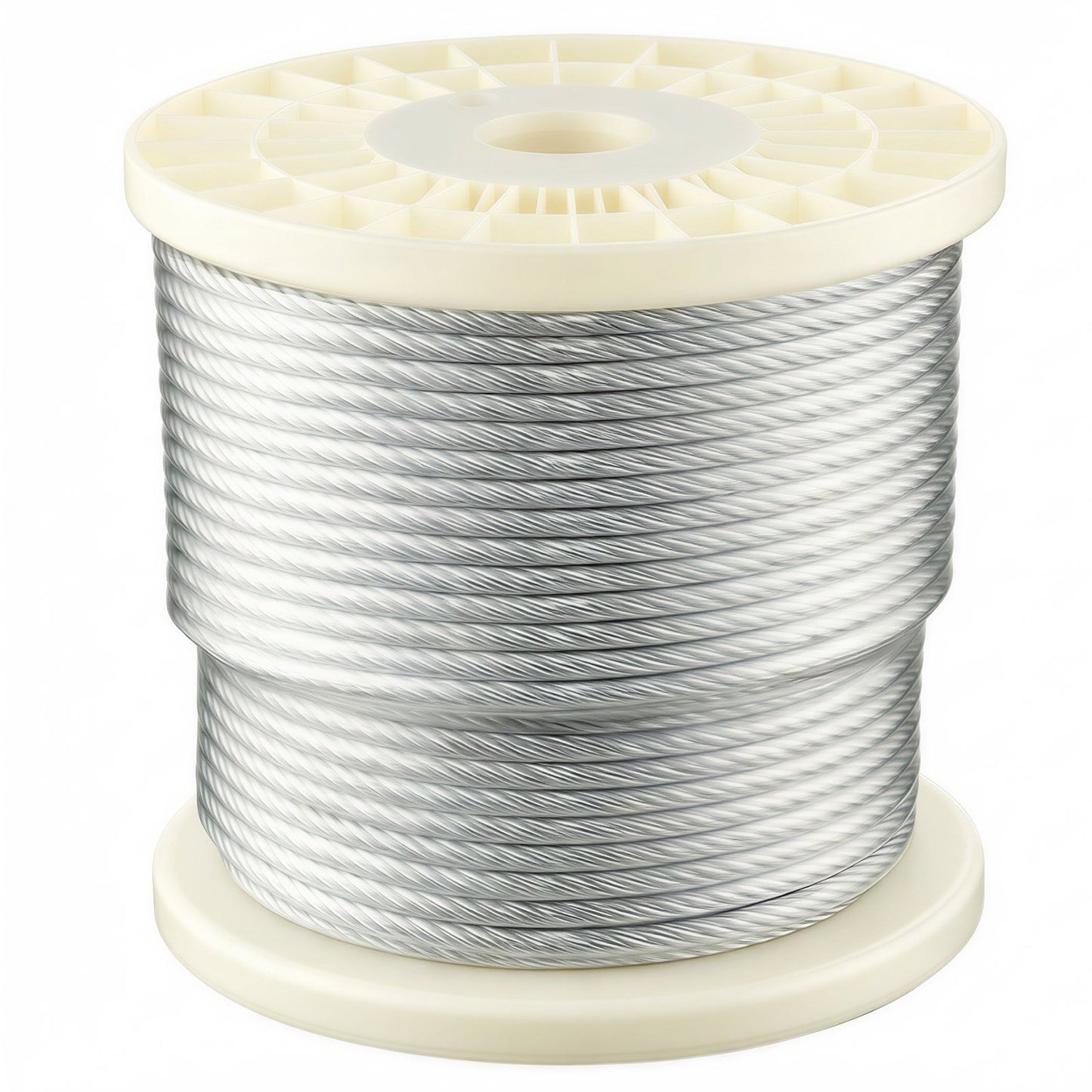 6.35 mm Wire Rope, 76.2 m Length, Zinc Galvanized Carbon Steel Cable with Gloves, 31.1 kN Breaking Strength, 7 x 19 Strands Construction, Wire Cable for Deck Railing System, Garden Trellis